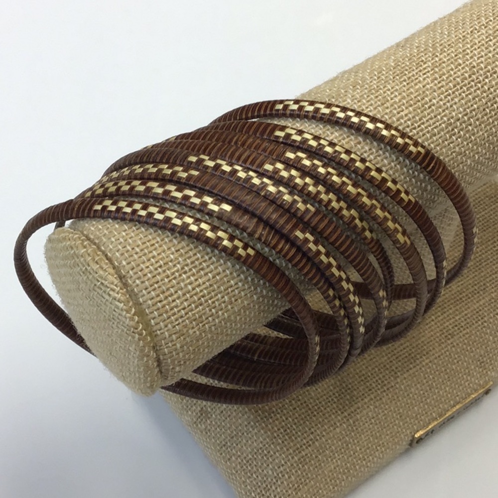 Unique  Basket Weave Bracelet Set brown/tan